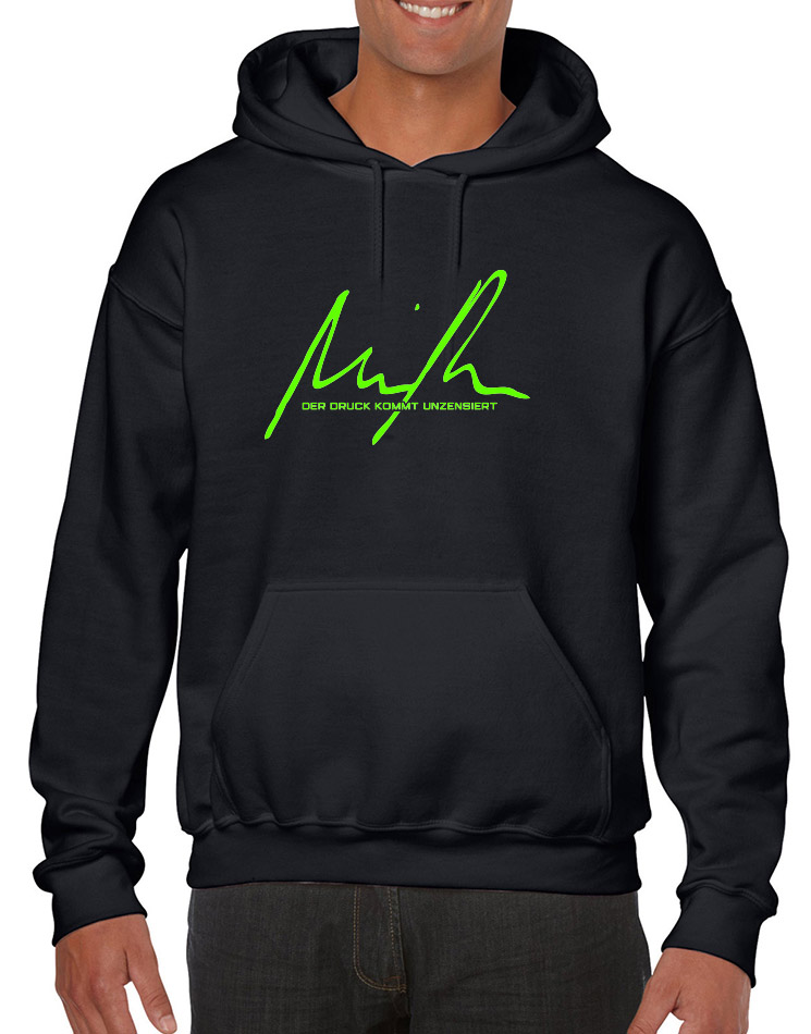 Minupren Signature Hoodie neongrn auf schwarz