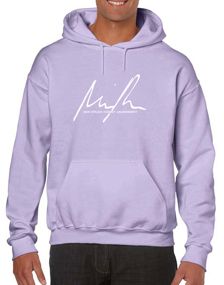 Minupren Signature Hoodie weiss auf orchid