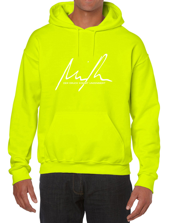 Minupren Signature Hoodie weiss auf safety green