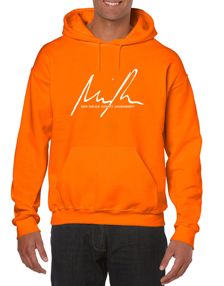 Minupren Signature Hoodie weiss auf safety orange