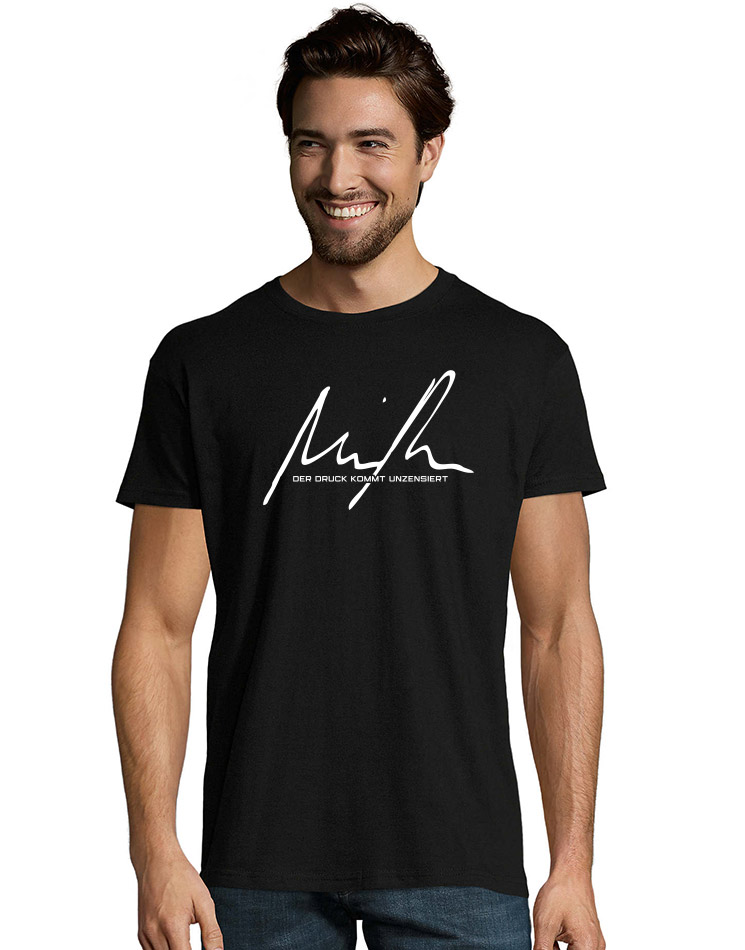 Minupren Signature T-Shirt wei auf schwarz