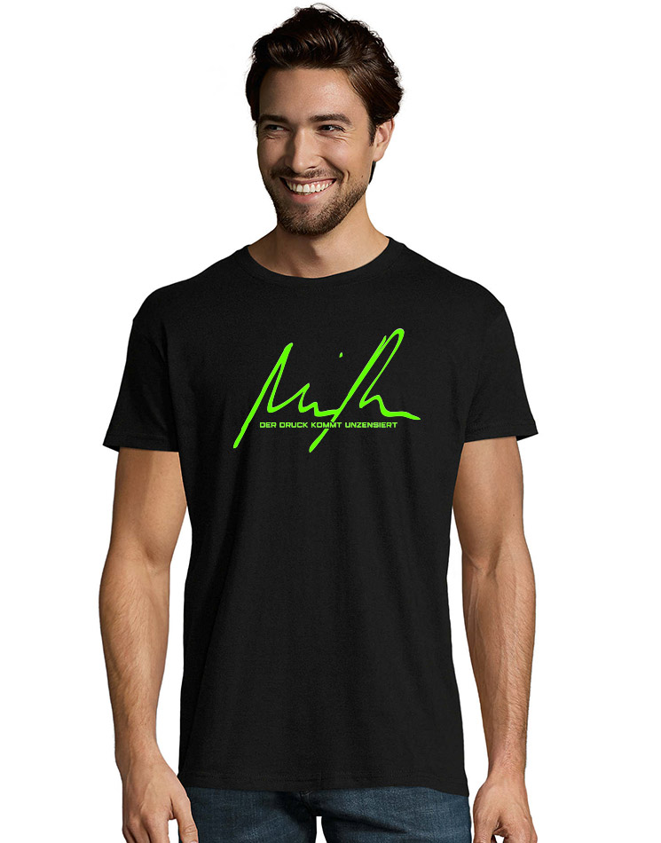 Minupren Signature T-Shirt neongruen auf schwarz