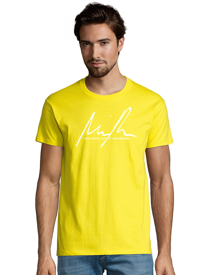 Minupren Signature T-Shirt weiss auf lemon