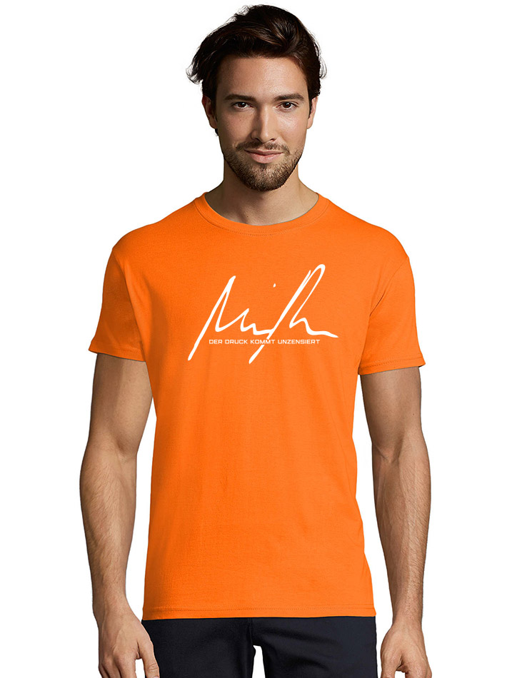 Minupren Signature T-Shirt weiss auf orange