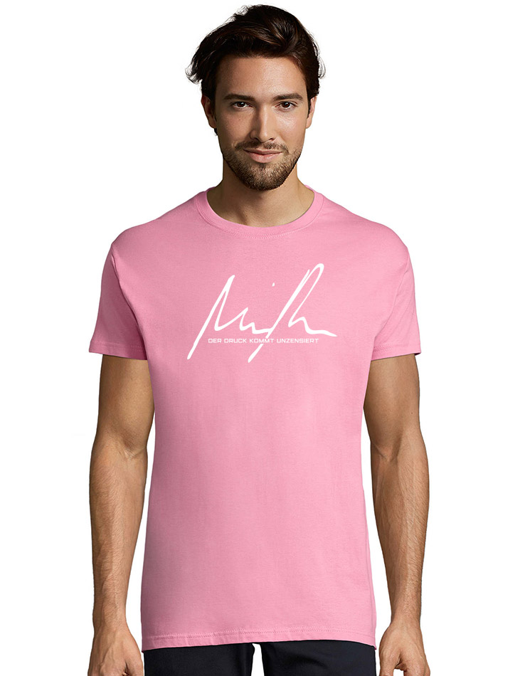 Minupren Signature T-Shirt weiss auf orchid pink