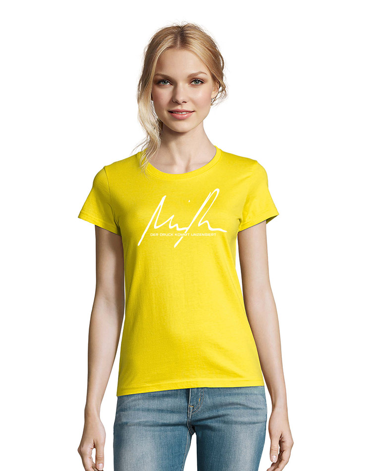 Minupren Signature Girly T-Shirt wei auf lemon
