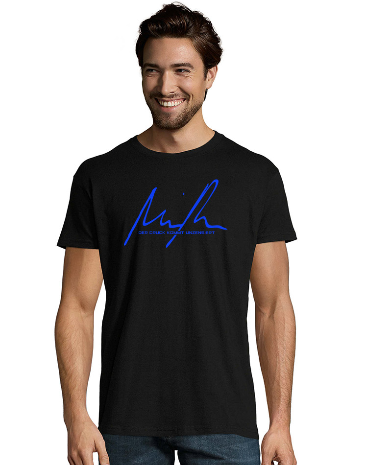 Minupren Signature T-Shirt neonblau auf schwarz