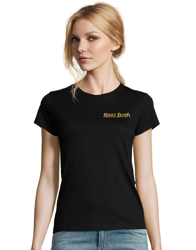Night Fever Damen Rundhals  T-Shirt schwarz