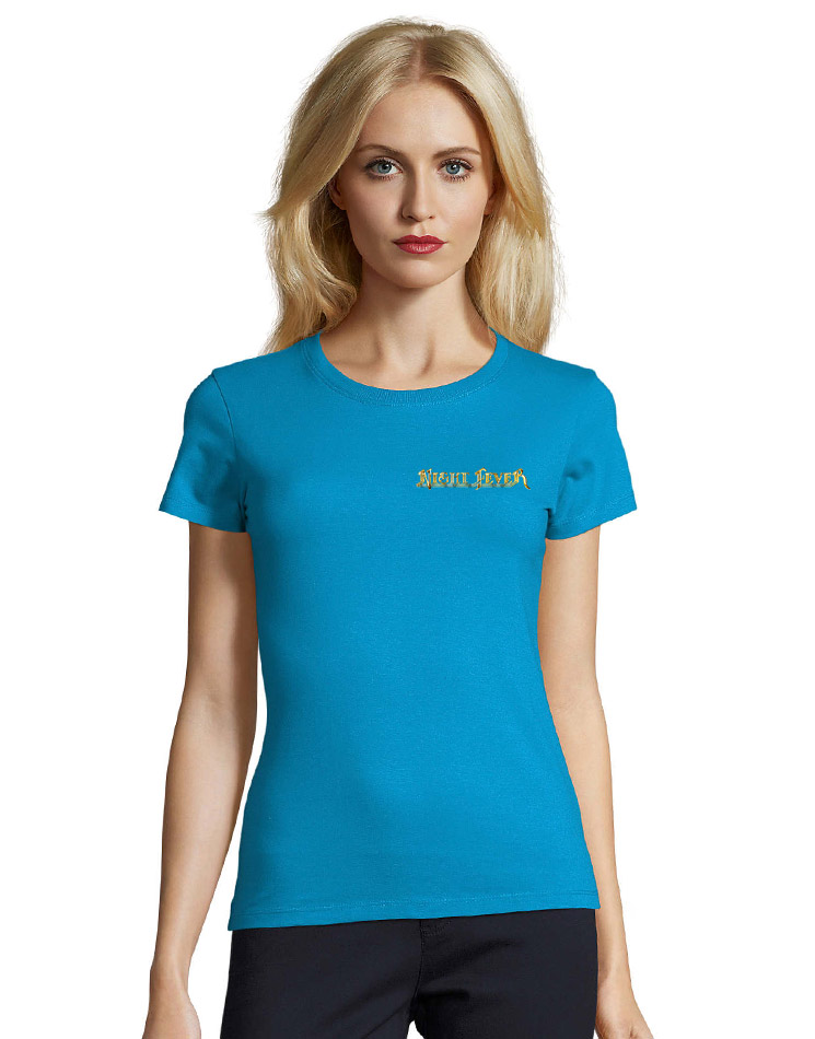 Night Fever Damen Rundhals  T-Shirt blau