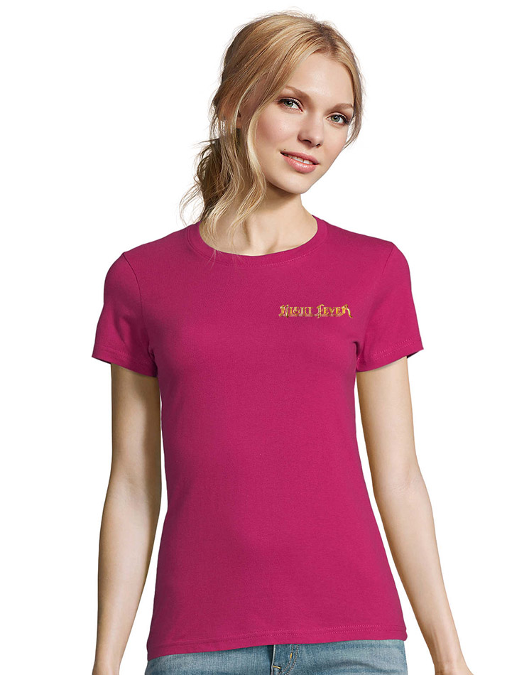 Night Fever Damen Rundhals  T-Shirt rosa