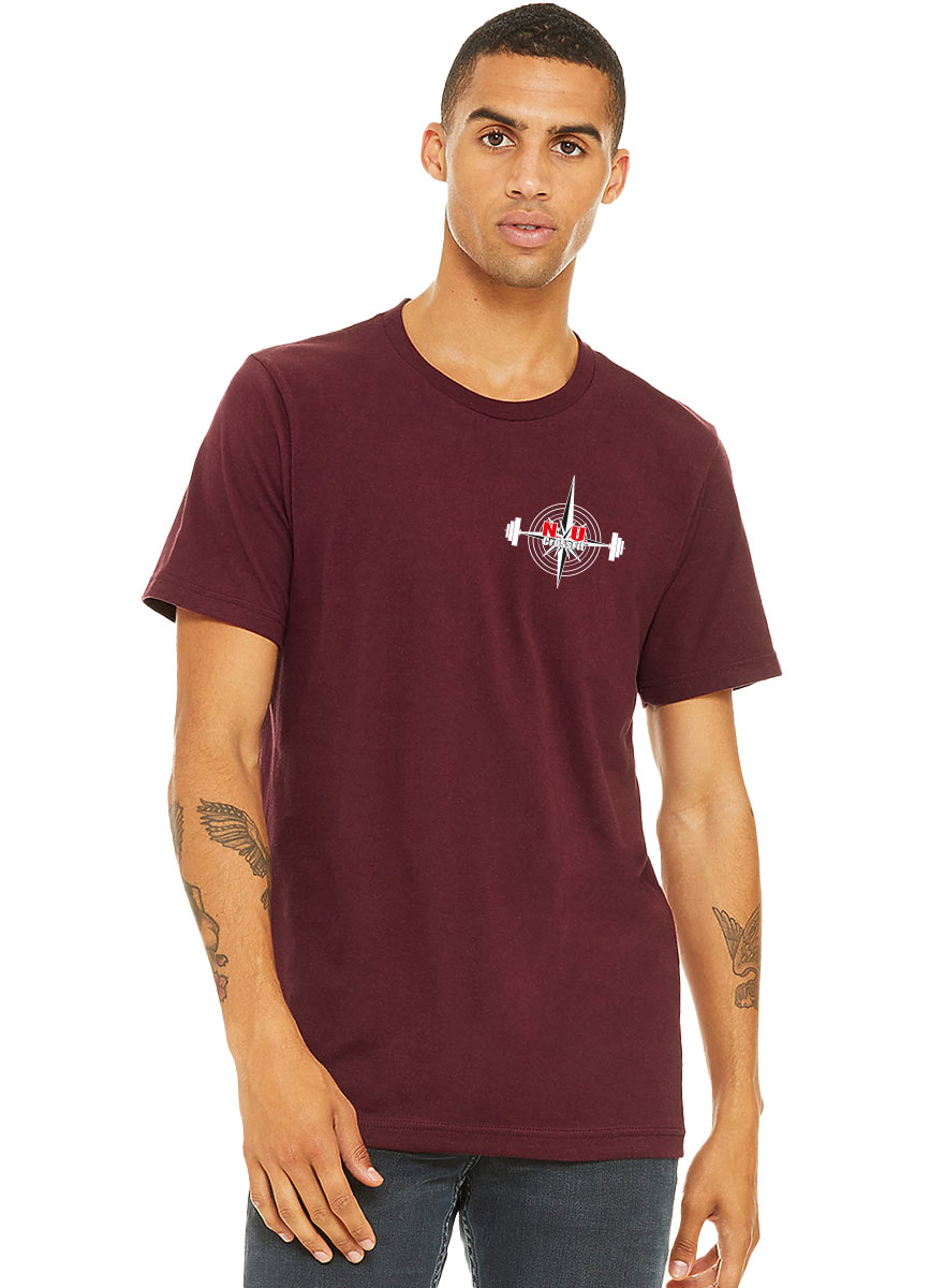 NU Crossfit Unisex T-Shirt mehrfarbig auf maroon