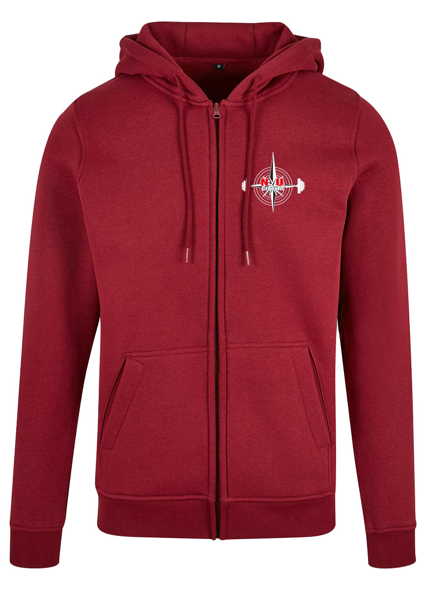 NU Crossfit Unisex Heavy Zip Hoodie mehrfarbig auf burgundy