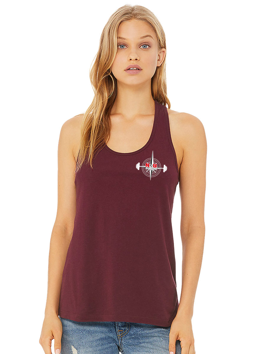 NU Crossfit Womens Jersey Racerback Tank mehrfarbig auf maroon