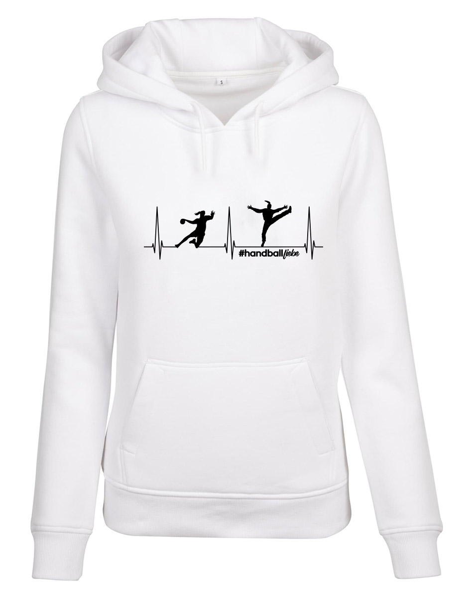 Herzschlag Handballliebe Woman Heavy Hoody weiss