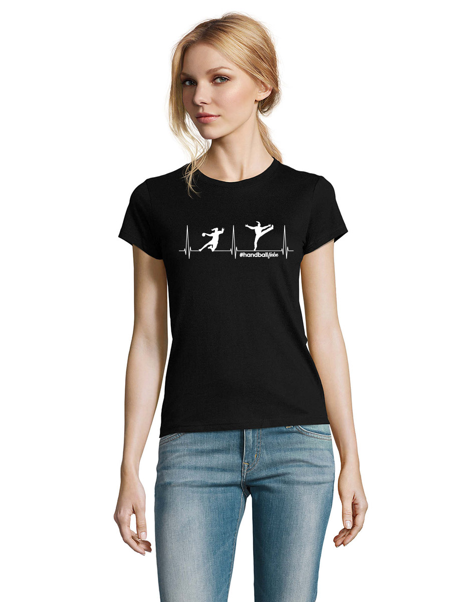 Herzschlag Handballliebe Woman T-Shirt schwarz