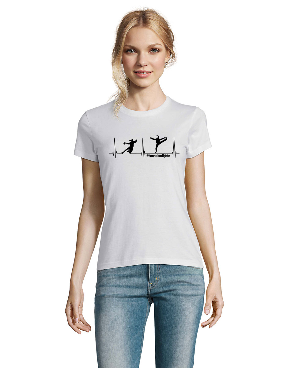 Herzschlag Handballliebe Woman T-Shirt weiss