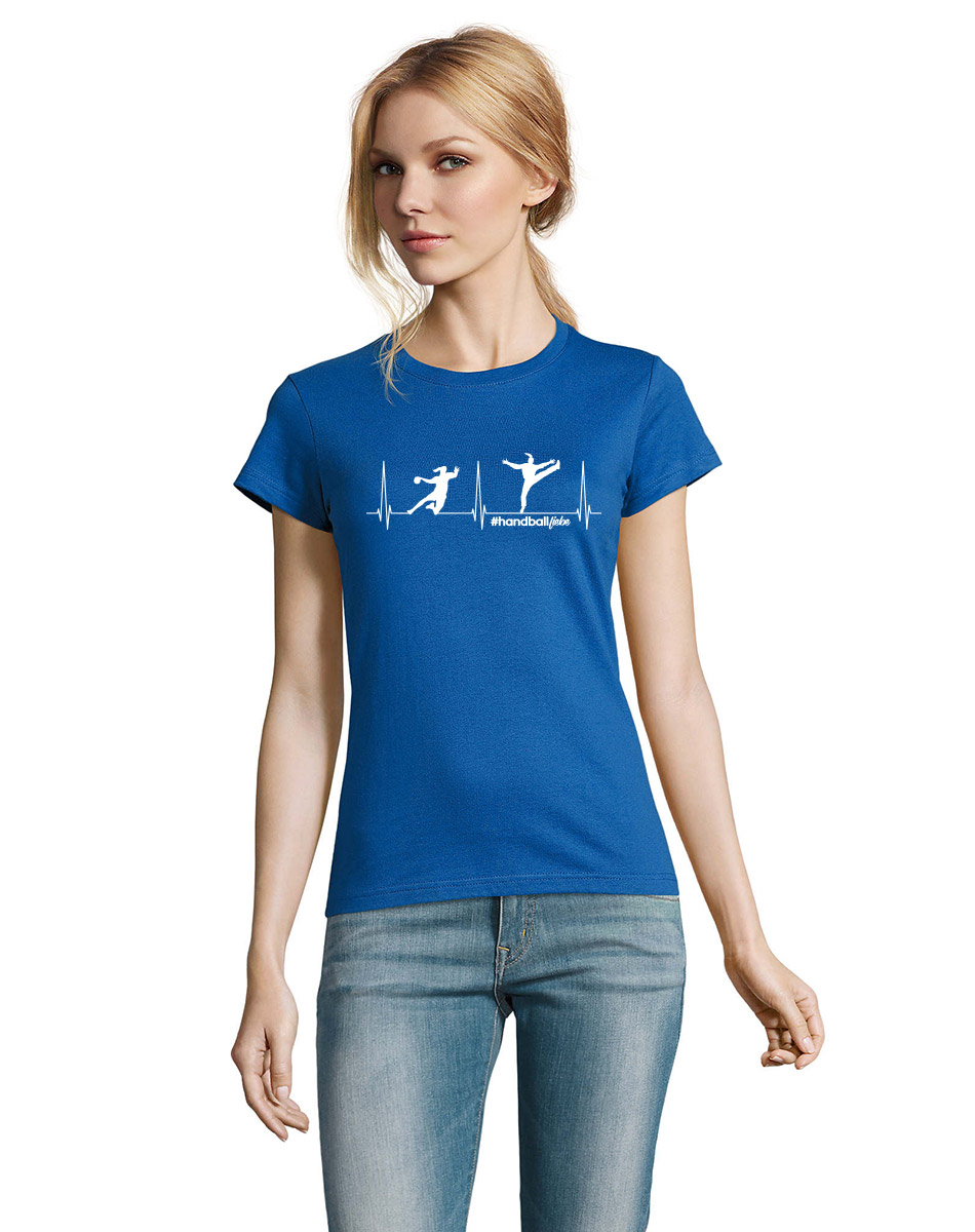 Herzschlag Handballliebe Woman T-Shirt blau