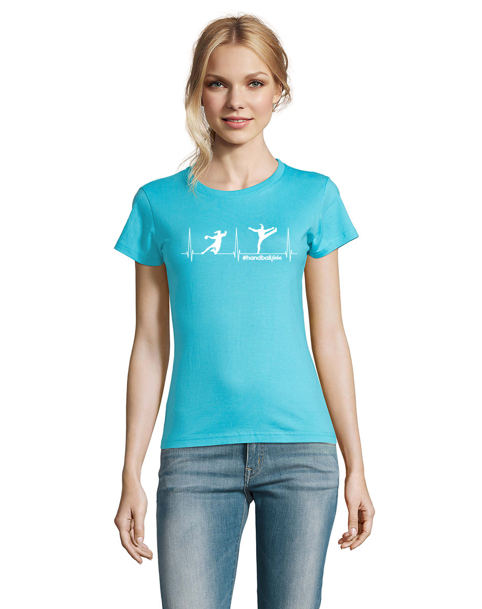 Herzschlag Handballliebe Woman T-Shirt blau