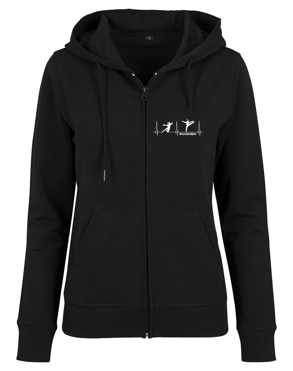 Herzschlag Handballliebe Woman Terry Zip Hoody schwarz