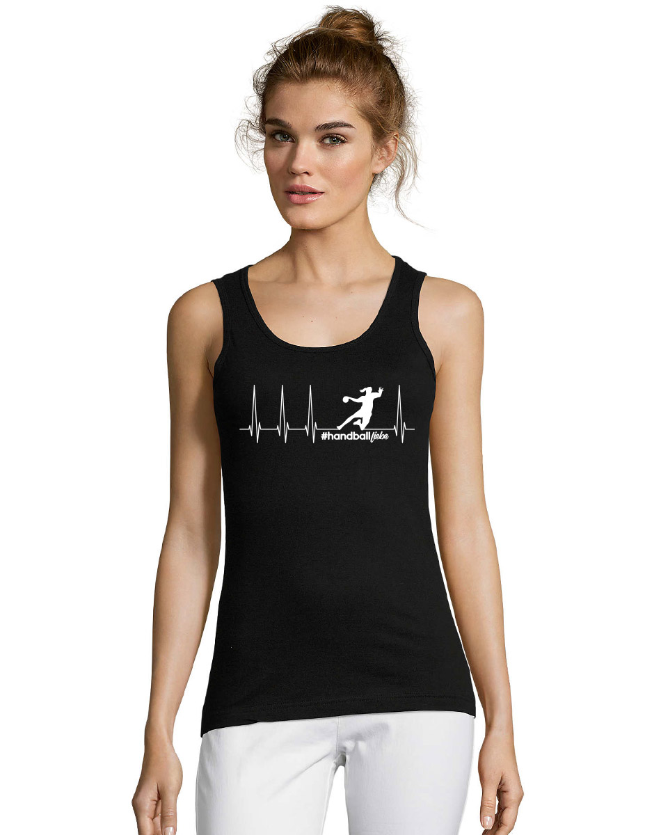 Herzschlag Sprungwurf Woman Tanktop weiss auf schwarz