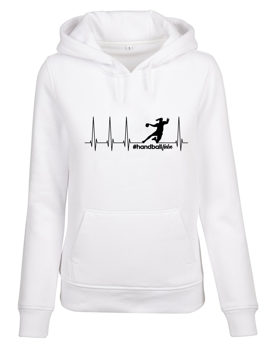Herzschlag Sprungwurf Woman Heavy Hoody schwarz auf weiss
