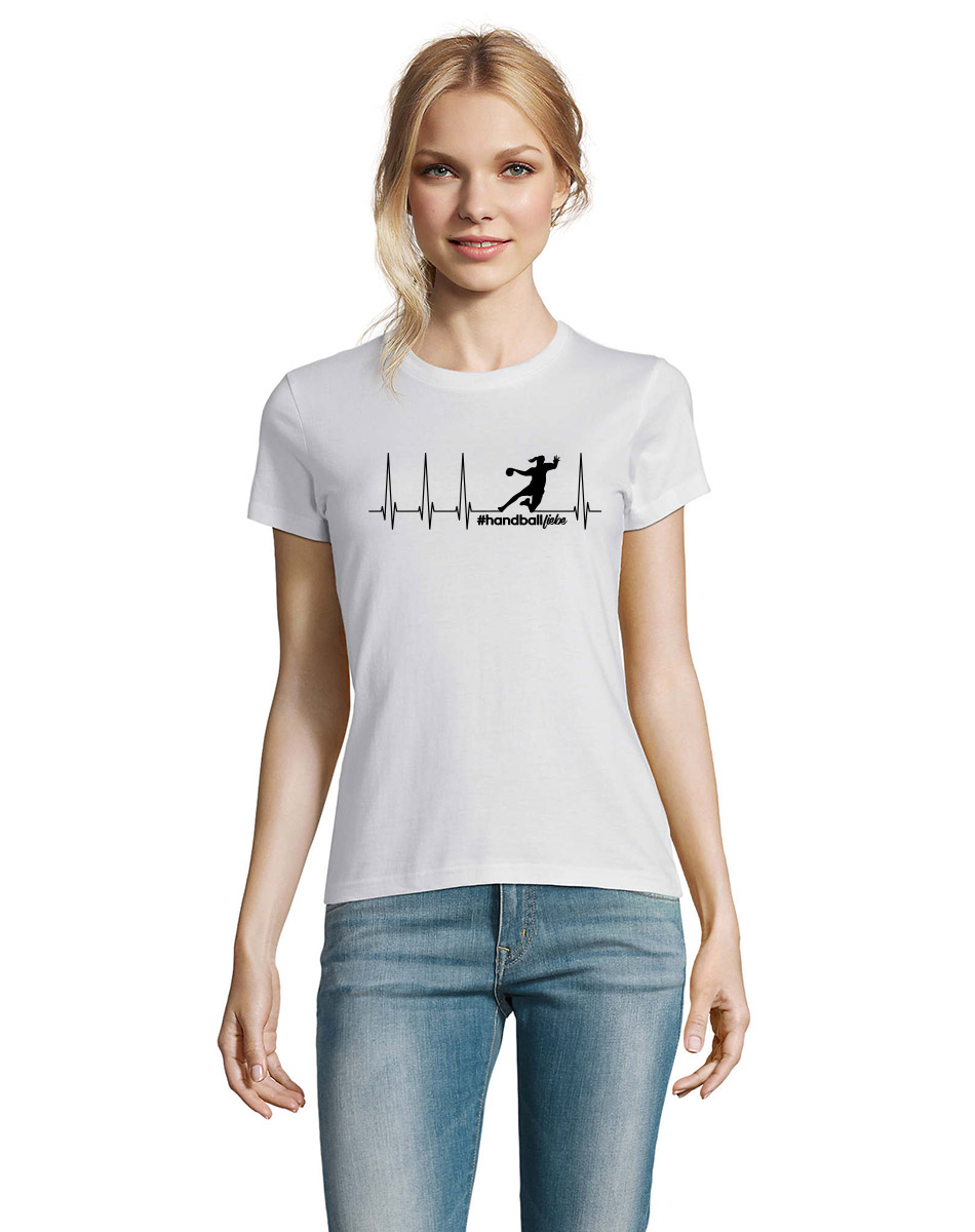 Herzschlag Sprungwurf Woman T-Shirt schwarz auf weiss