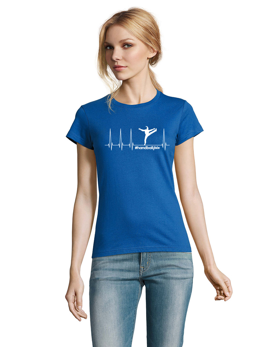 Herzschlag Torhterin Woman T-Shirt weiss auf royal blue