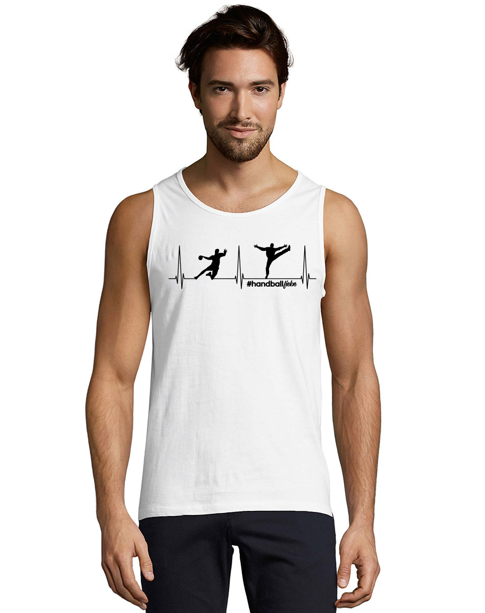 Herzschlag Handballliebe Tank-Top schwarz auf weiss
