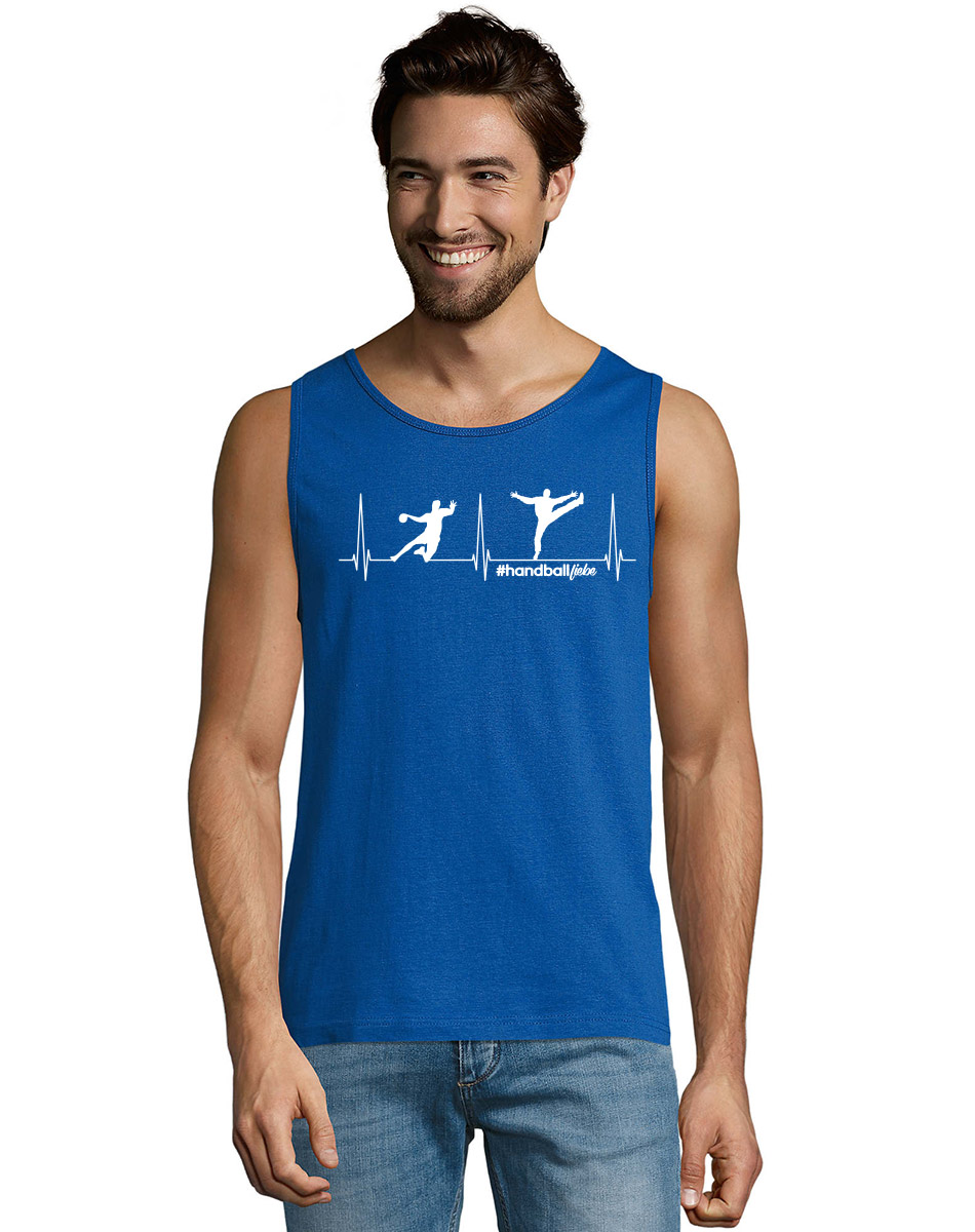 Herzschlag Handballliebe Tank-Top weiss auf royal blue