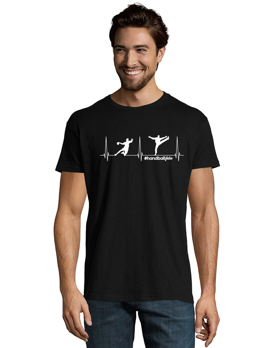 Herzschlag Handballliebe T-Shirt weiss auf schwarz