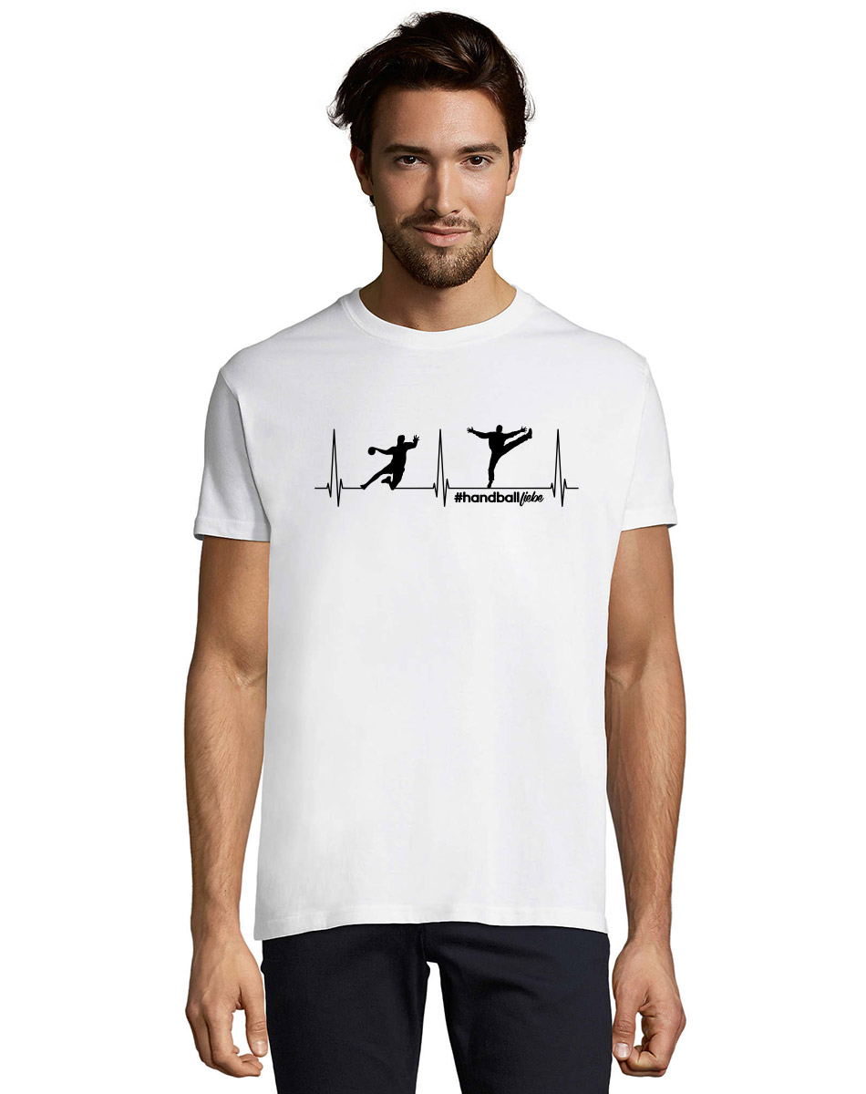 Herzschlag Handballliebe T-Shirt schwarz auf weiss