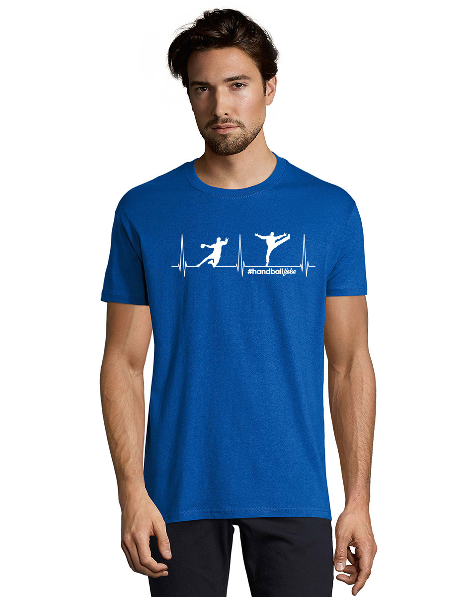 Herzschlag Handballliebe T-Shirt weiss auf royal blue