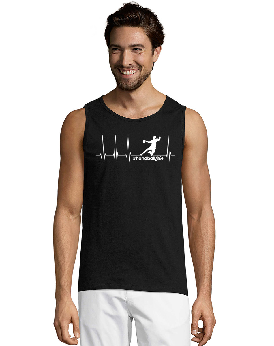 Herzschlag Sprungwurf Tank-Top weiss auf schwarz