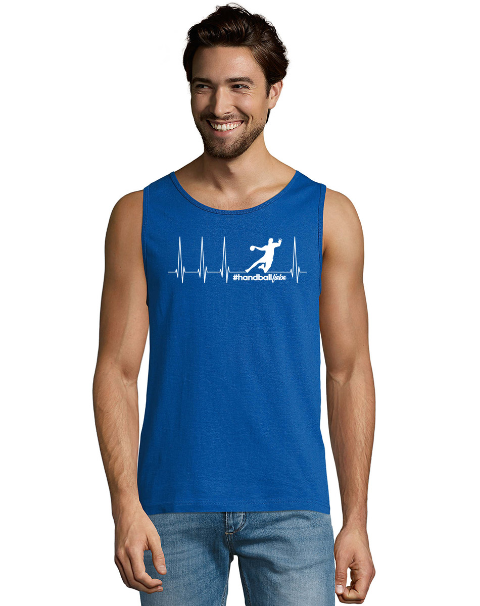 Herzschlag Sprungwurf Tank-Top weiss auf royal blue
