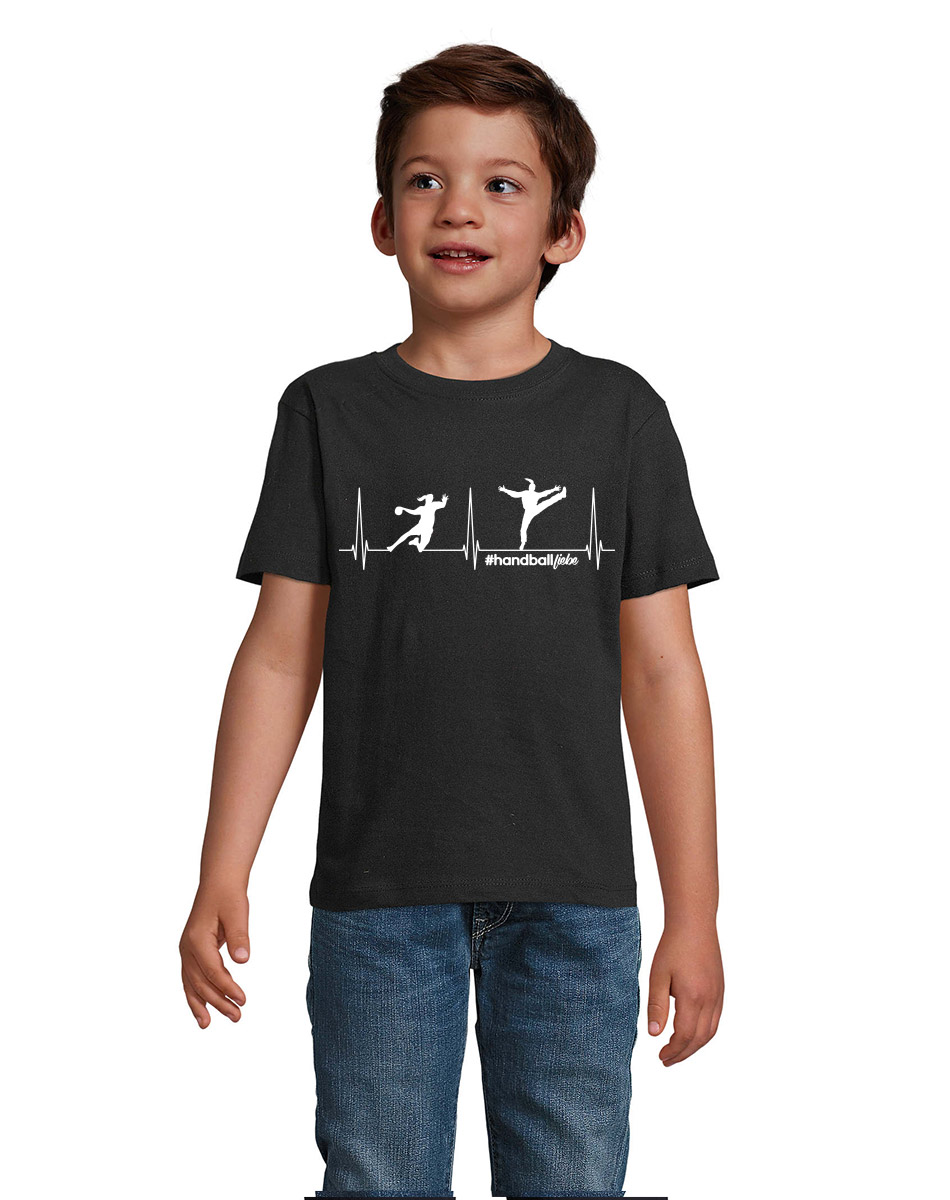 Herzschlag Handballliebe Mdchen T-Shirt schwarz