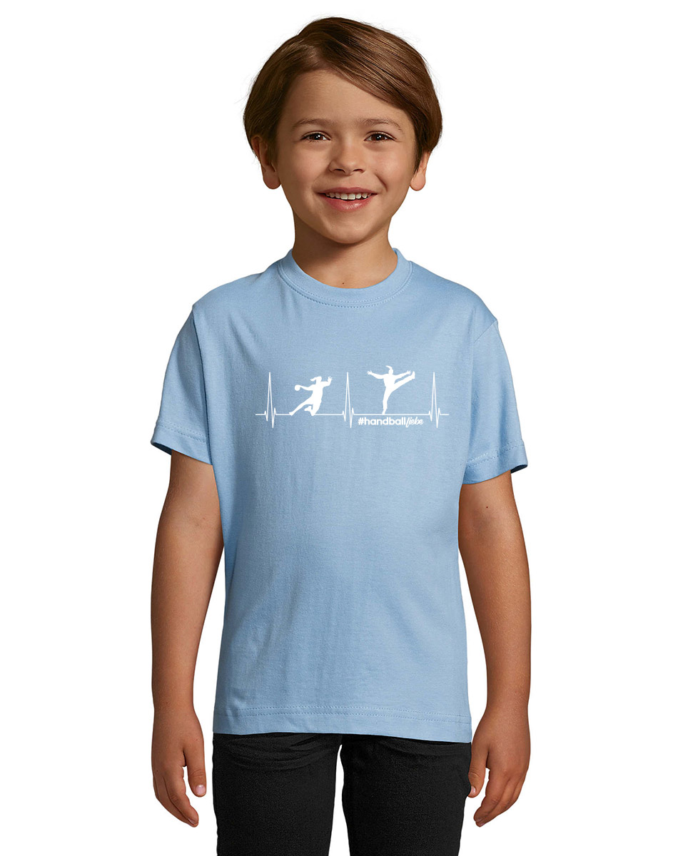 Herzschlag Handballliebe Mdchen T-Shirt blau