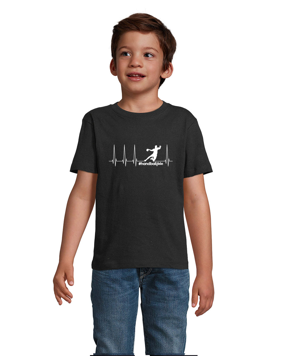 Herzschlag Sprungwurf Kinder T-Shirt schwarz