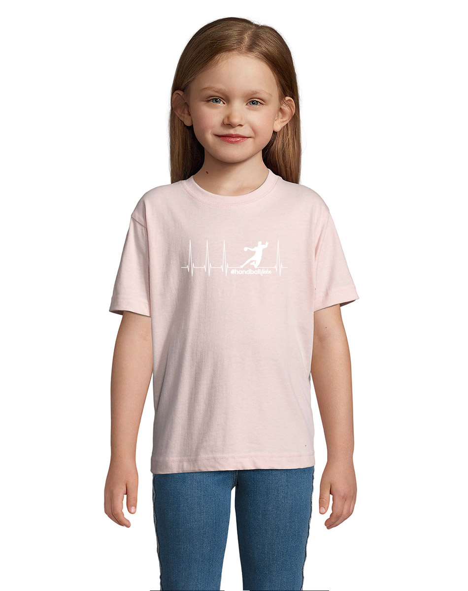 Herzschlag Sprungwurf Kinder T-Shirt rosa