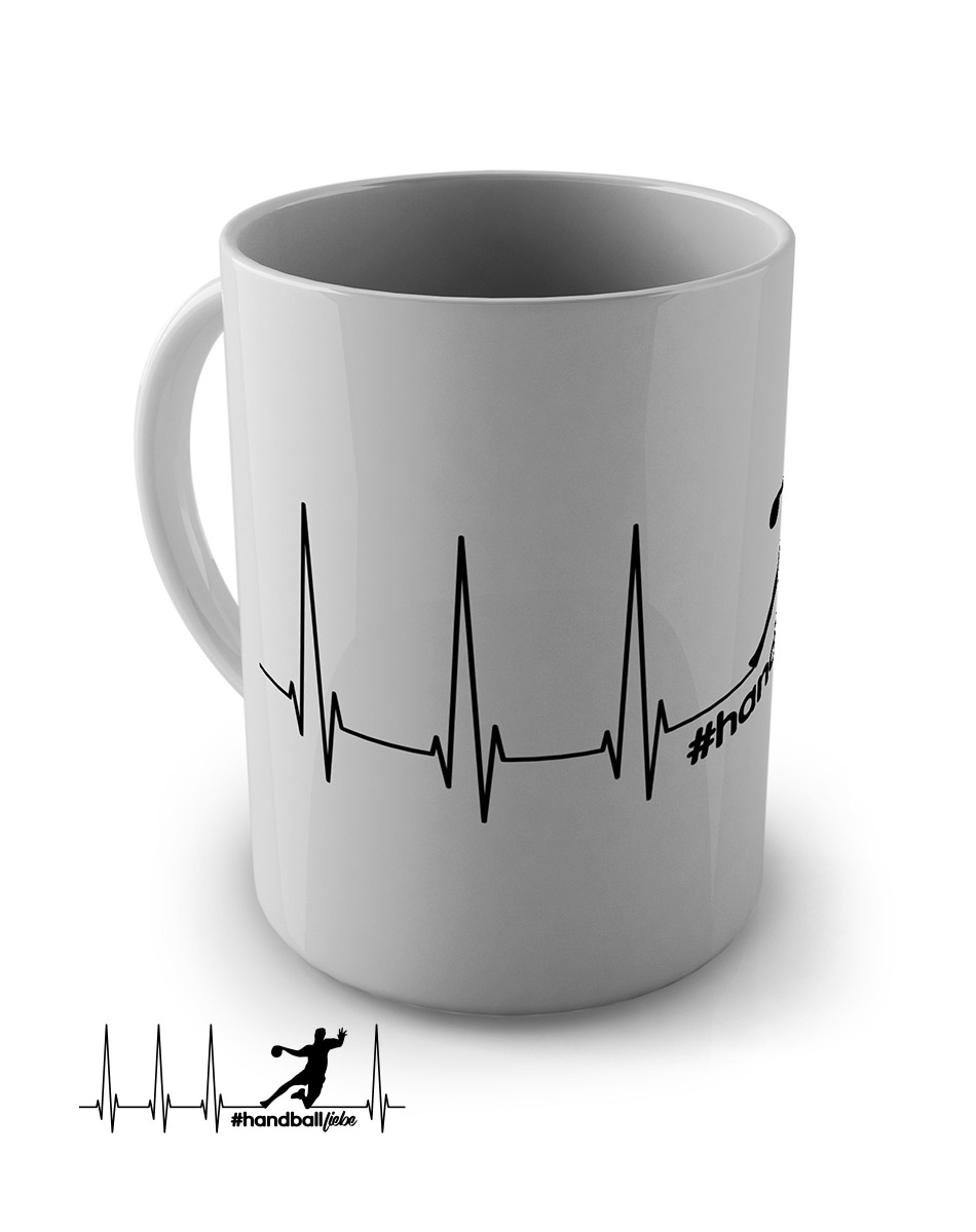 Herzschlag Sprungwurf Tasse schwarz auf weiss