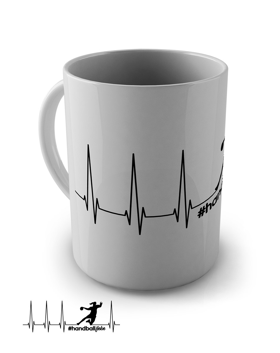 Herzschlag Sprungwurf Woman Tasse schwarz auf weiss