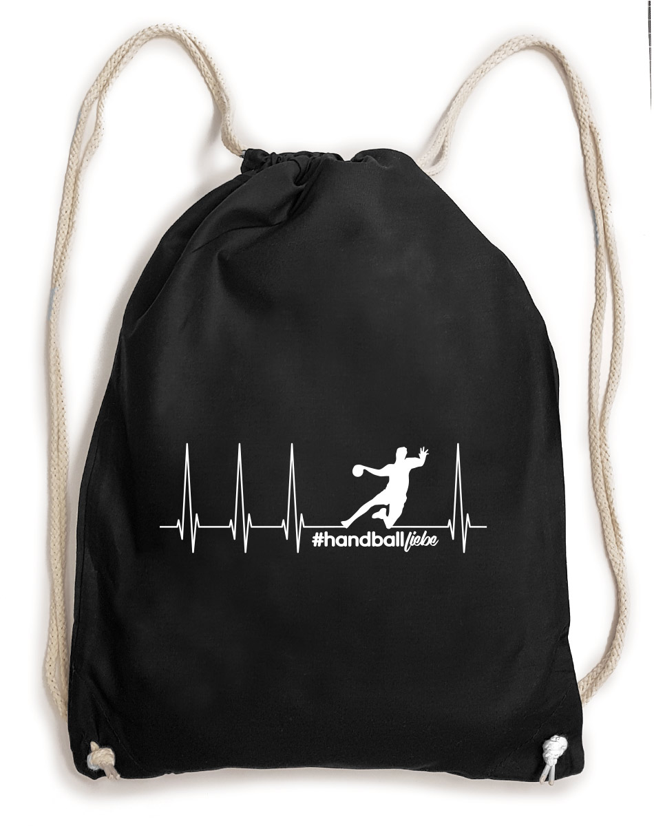 Herzschlag Sprungwurf Baumwollrucksack weiss auf schwarz