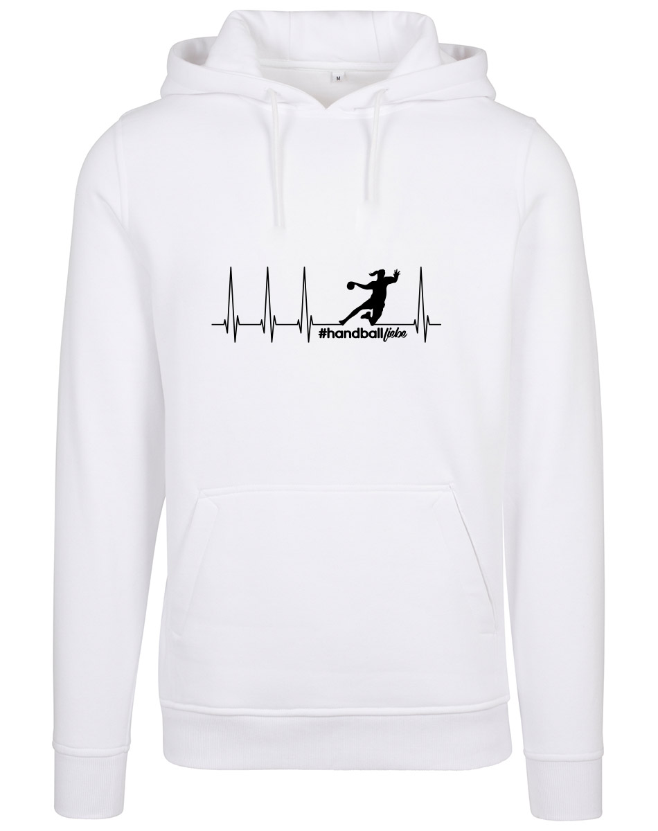 Herzschlag Sprungwurf Woman Heavy Hoodie Unisex schwarz auf weiss