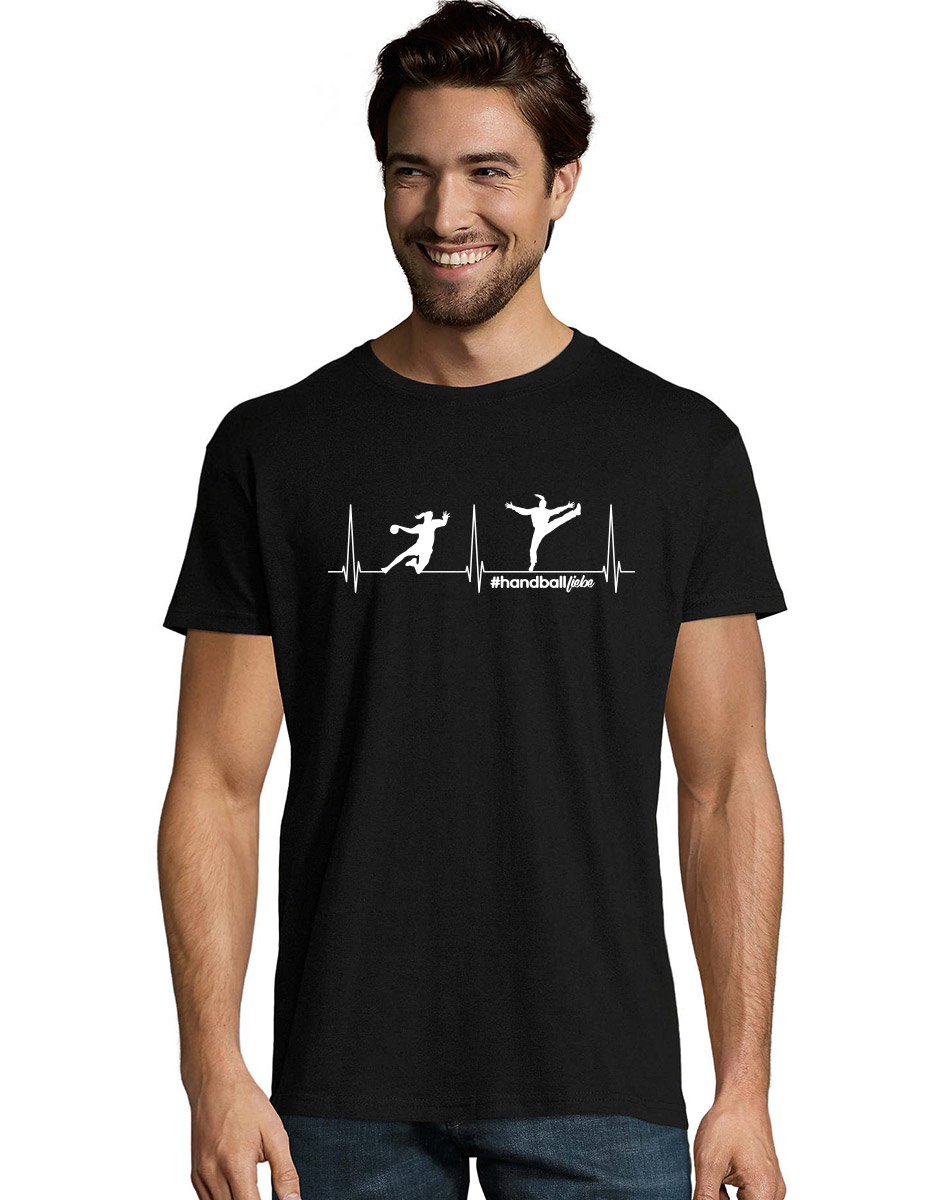 Herzschlag Handballliebe Woman Unisex T-Shirt weiss auf schwarz