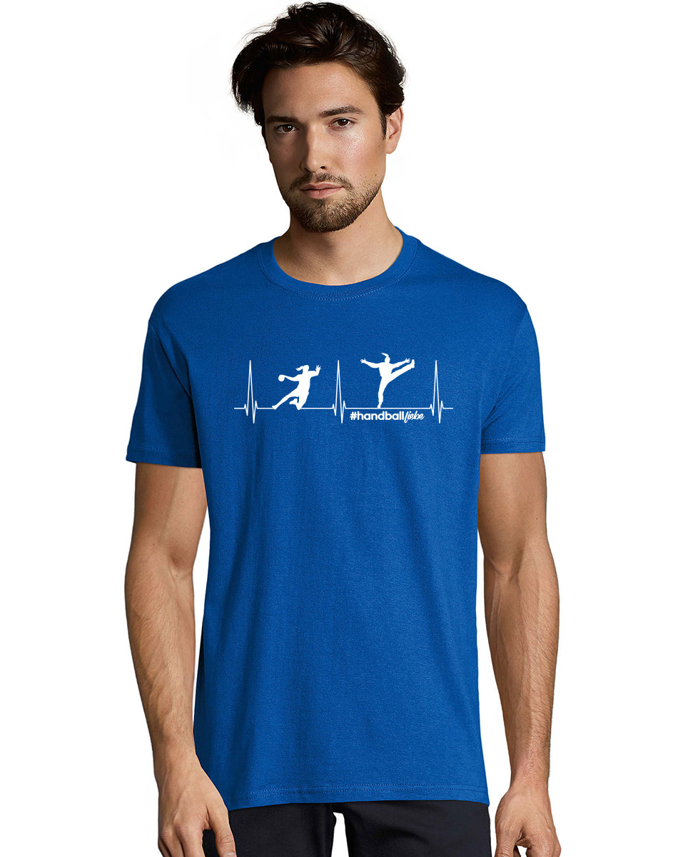 Herzschlag Handballliebe Woman Unisex T-Shirt weiss auf royal