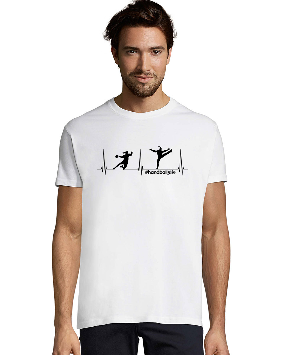 Herzschlag Handballliebe Woman Unisex T-Shirt schwarz auf weiss