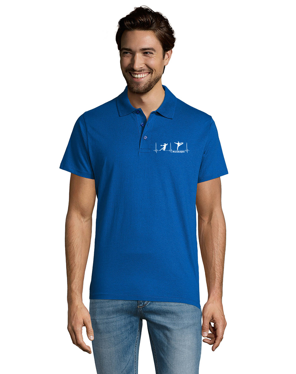Herzschlag Handballliebe Woman Unisex Polo  weiss auf royal
