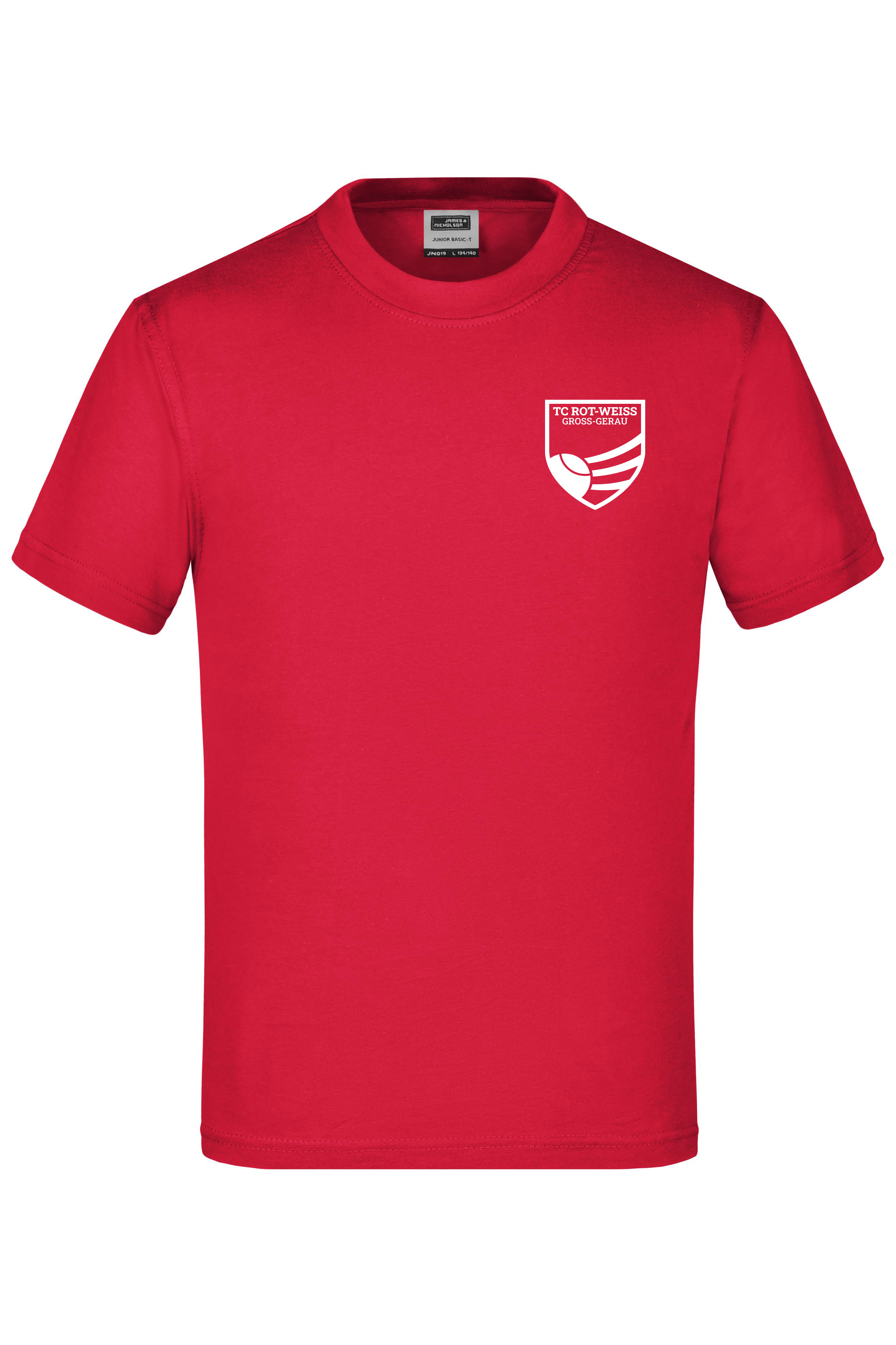 TC Rot-Weiss Kinder T-Shirt weiss auf rot