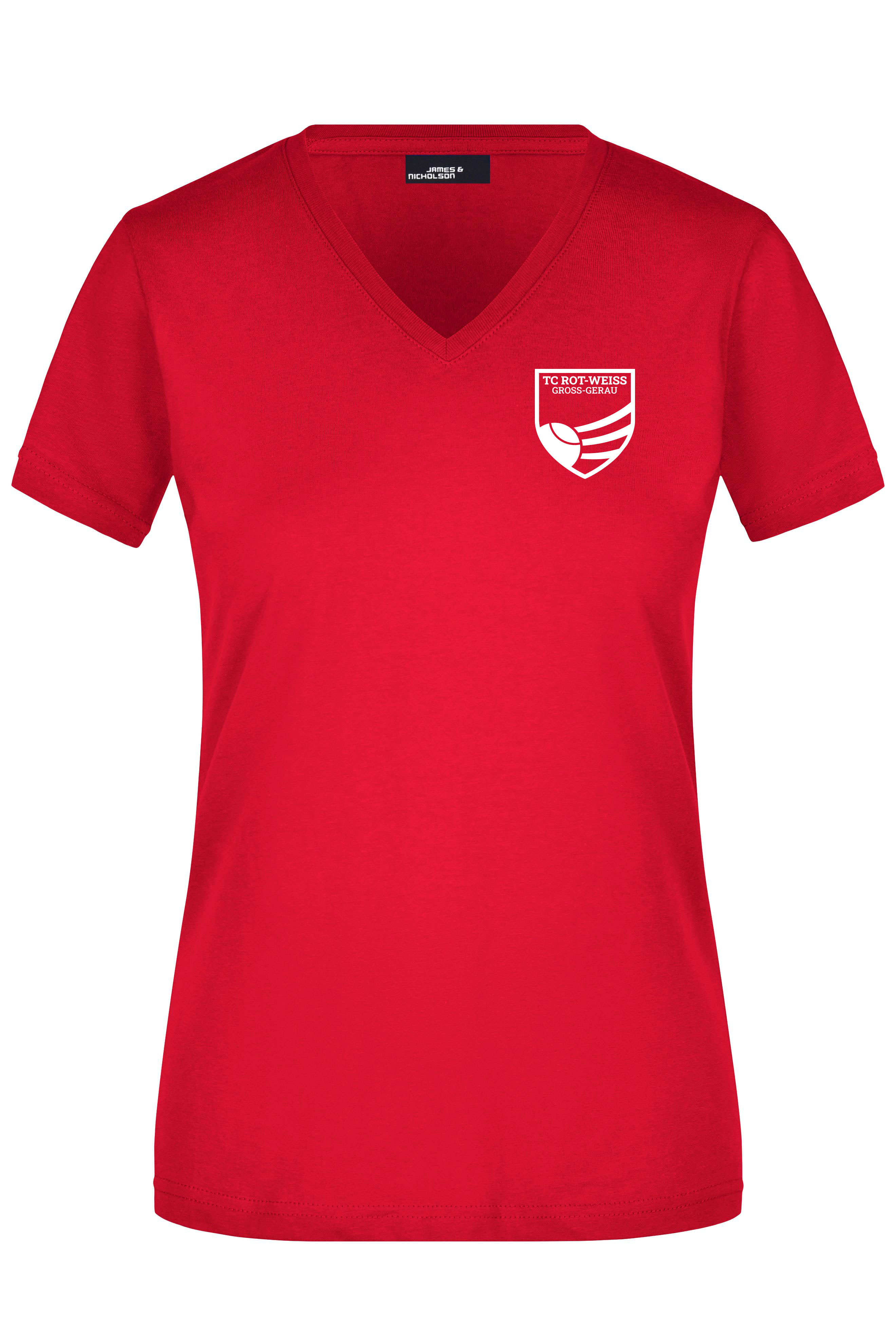 TC Rot-Weiss Girly T-Shirt weiss auf rot