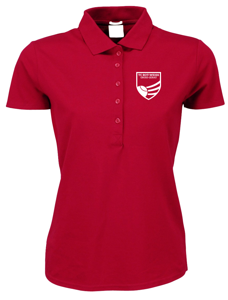 TC Rot-Weiss Damen Poloshirt weiss auf rot