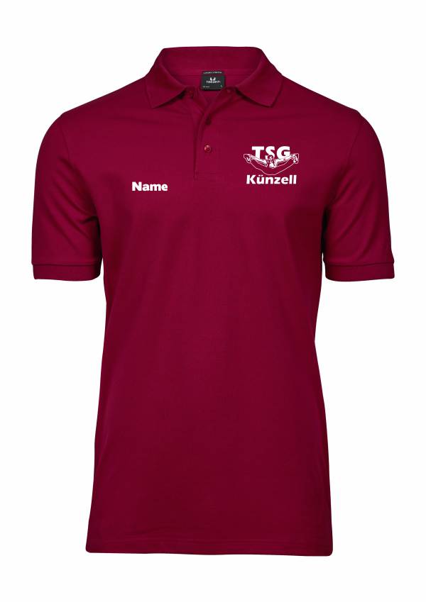 Polo Herren weiss auf deep red